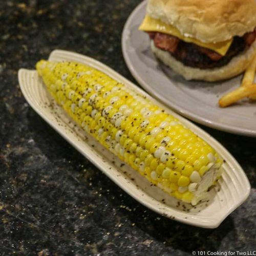 Microwave Corn On The Cob In The Husk 101 Cooking For Two   Esr Of Corn With Prpper In Tray 500x500 