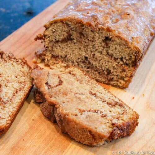 Cinnamon Swirl Bread with Vanilla Glaze - 101 Cooking For Two