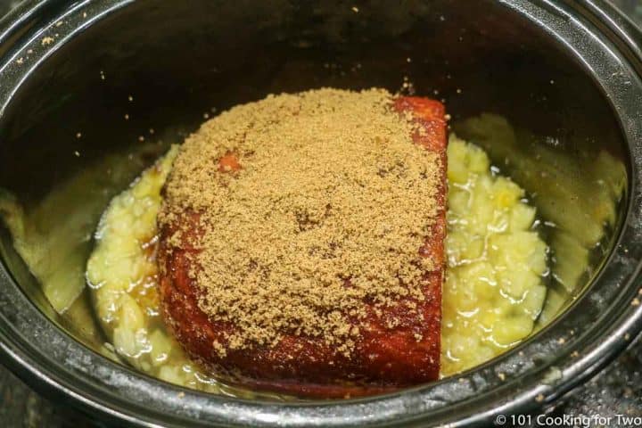 Small Crock Pot Ham with Brown Sugar Honey Glaze - 101 Cooking For Two