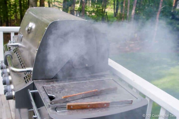 A smoking grill.