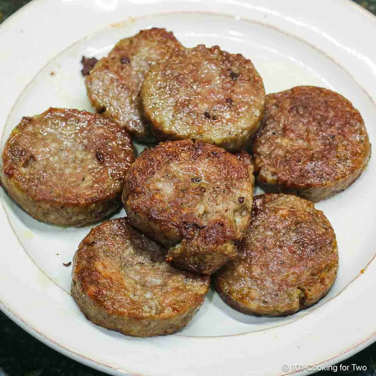 cooked sausage patties.