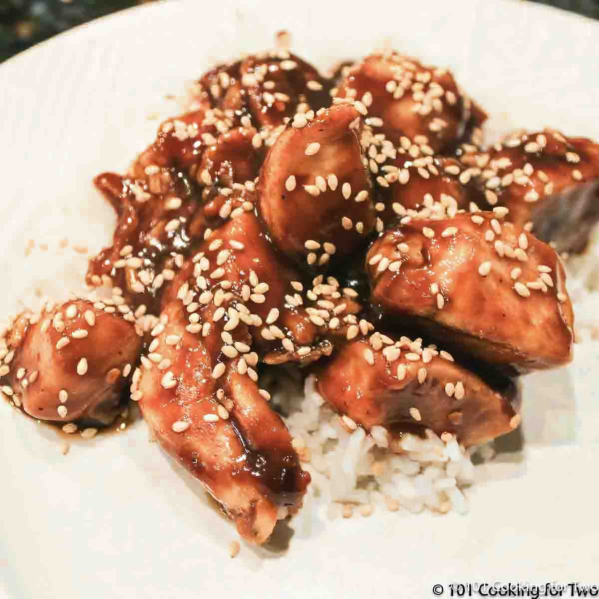 Chinese Chicken on a Stick Recipe {Garlic Sesame Sauce} - Talking Meals