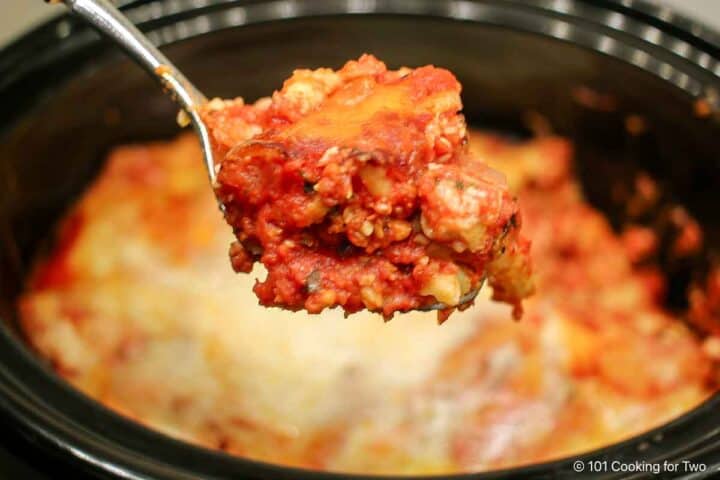 Italian chicken pasta on a spoon.