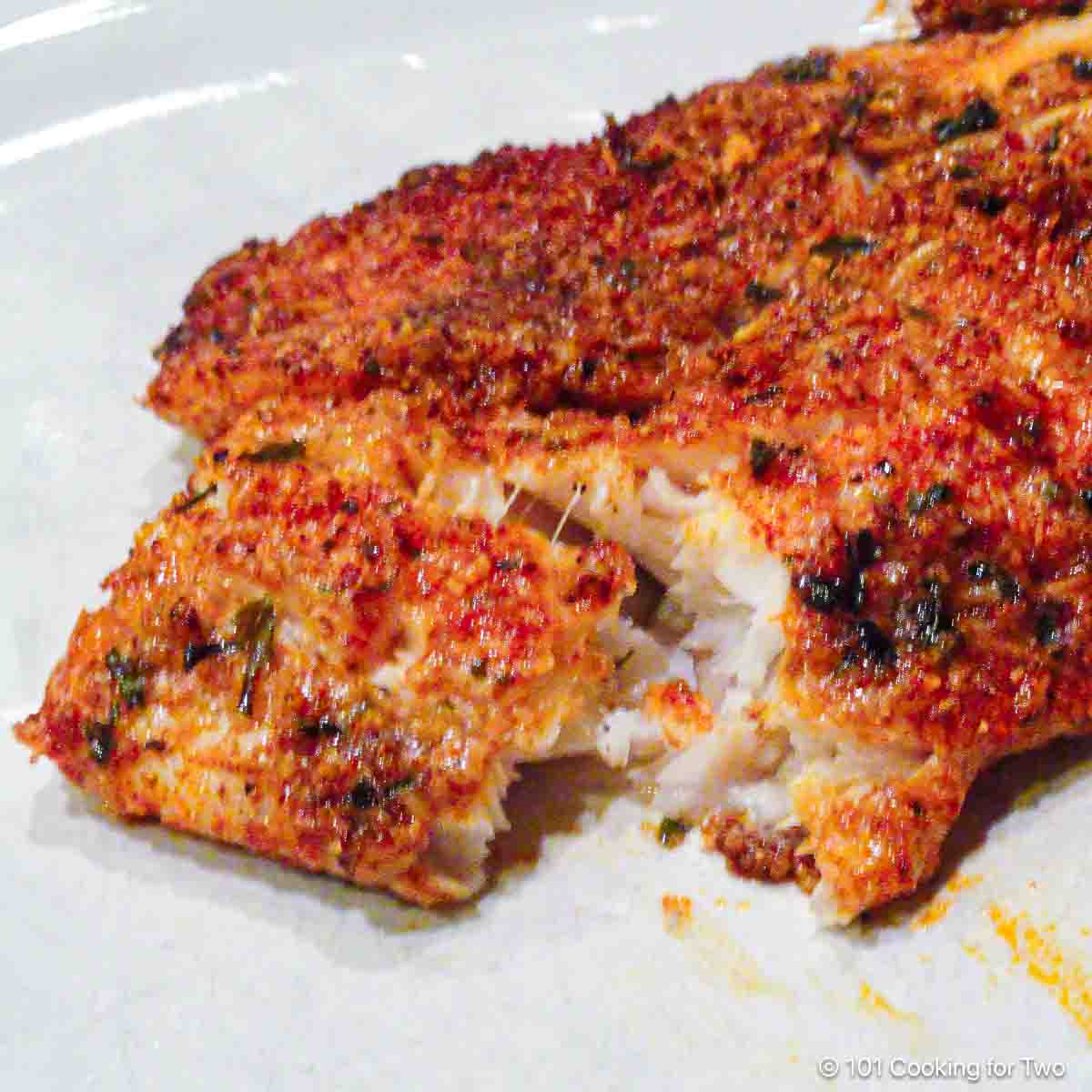 Flaky parmesan-crusted tilapia.