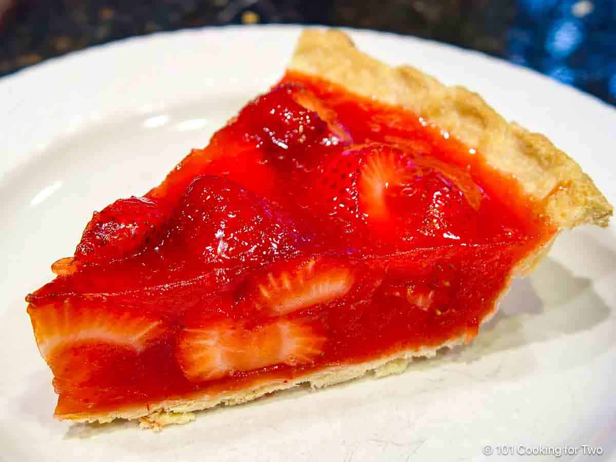 slice of fresh strawberry jello pie.