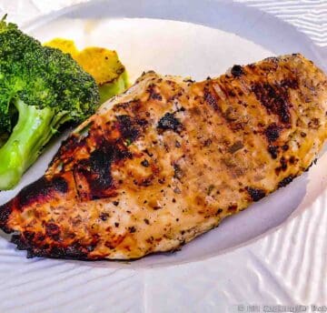 Buttermilk chicken on a white plate.