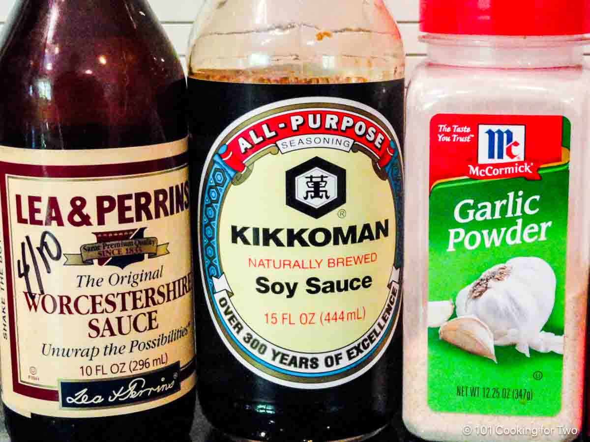 ingredients for a simple beef kabob marinade.