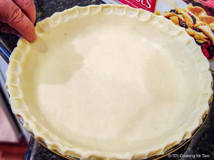 crimping edge of pie crust.