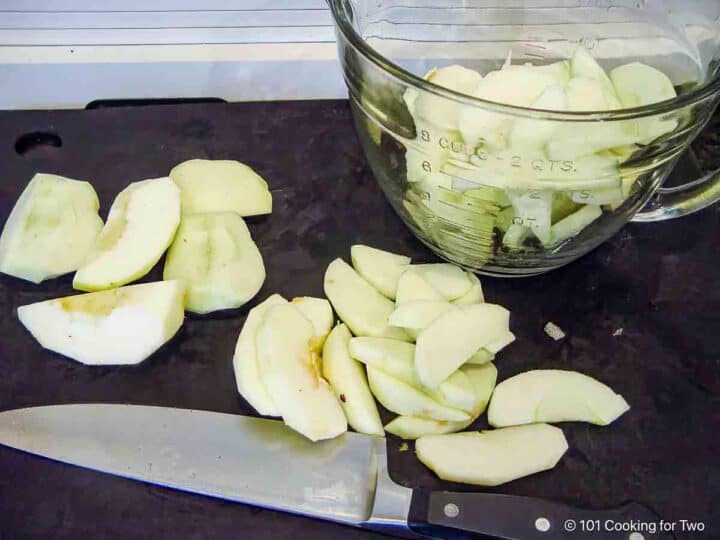 peel and slice apples.