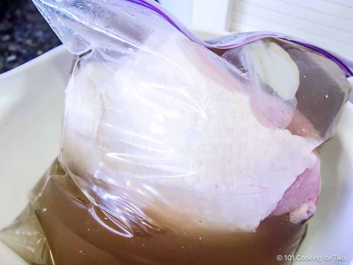 Brining a turkey breast in a plastic bag.