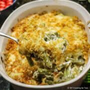 A spoonful of green bean casserole.