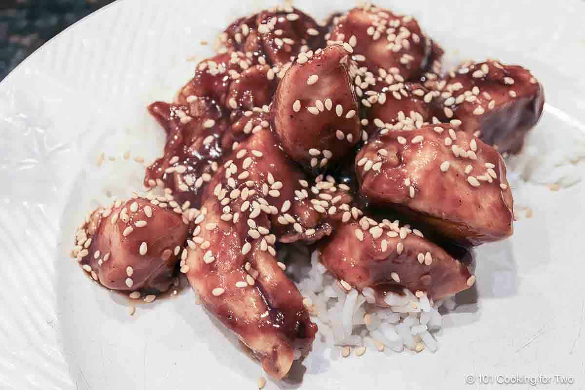 General Tso Chicken on white rice.