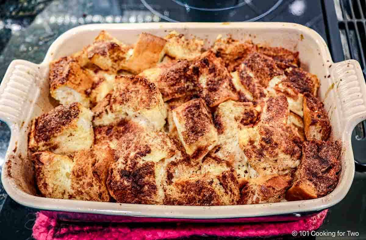 Cooked French toast casserole.