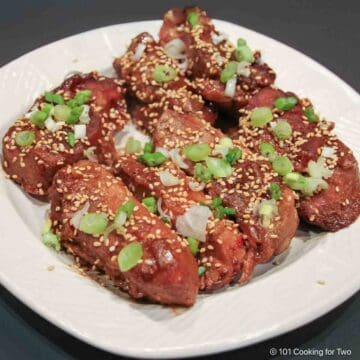 Plate full of sesame boneless ribs.